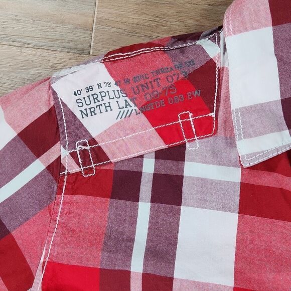 🧡Epic Threads Red & White Plaid Buttoned Shirt Medium - Picture 6 of 10